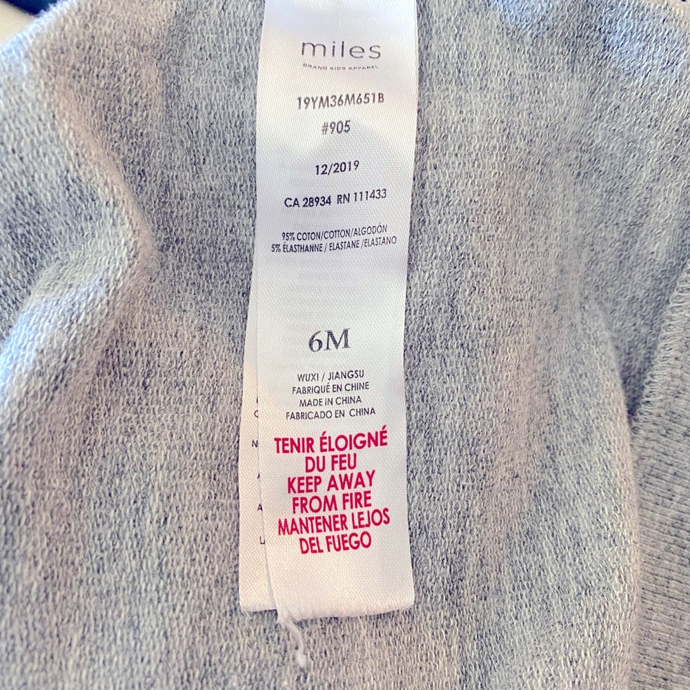Miles Baby Basic Heather Grey Crew Neck Sweatshirt Size 6 Months - Picture 4 of 4